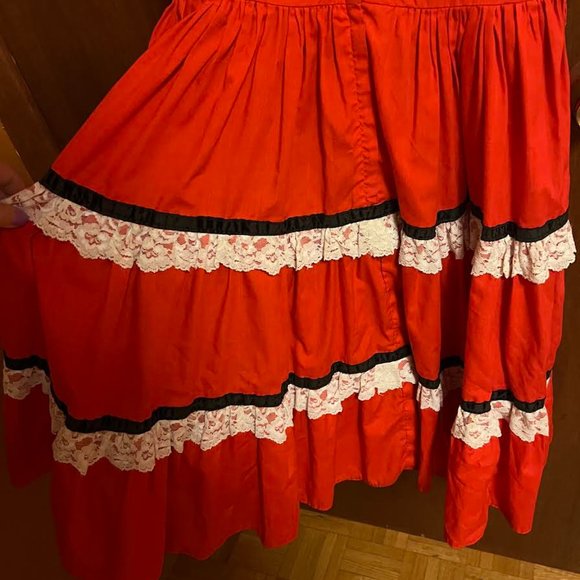 Vintage 1940s Red White Dress XS Bellina of Miami Inc - Picture 4 of 6